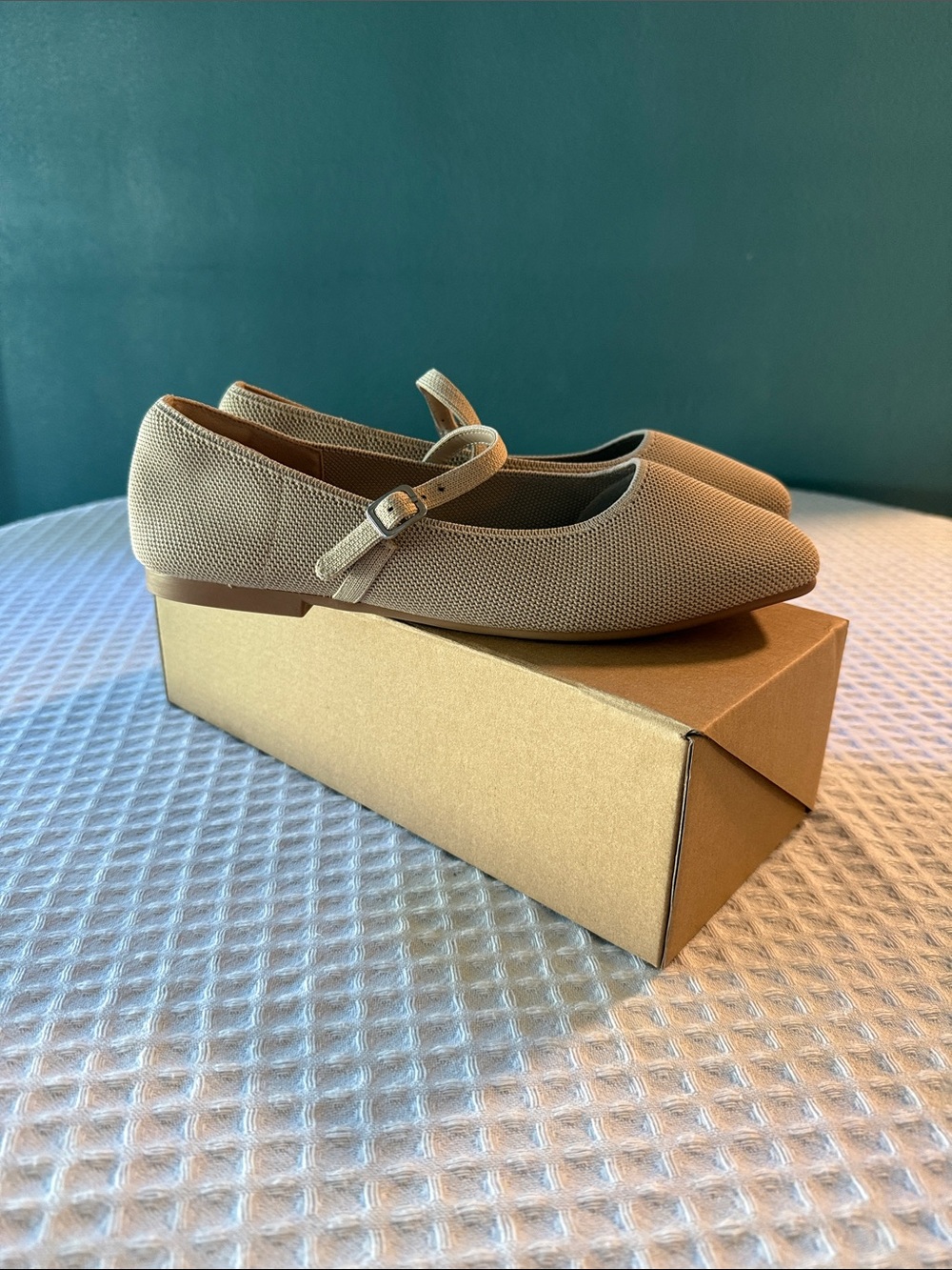 Source Unknown Beige Mesh Mary Jane Flats